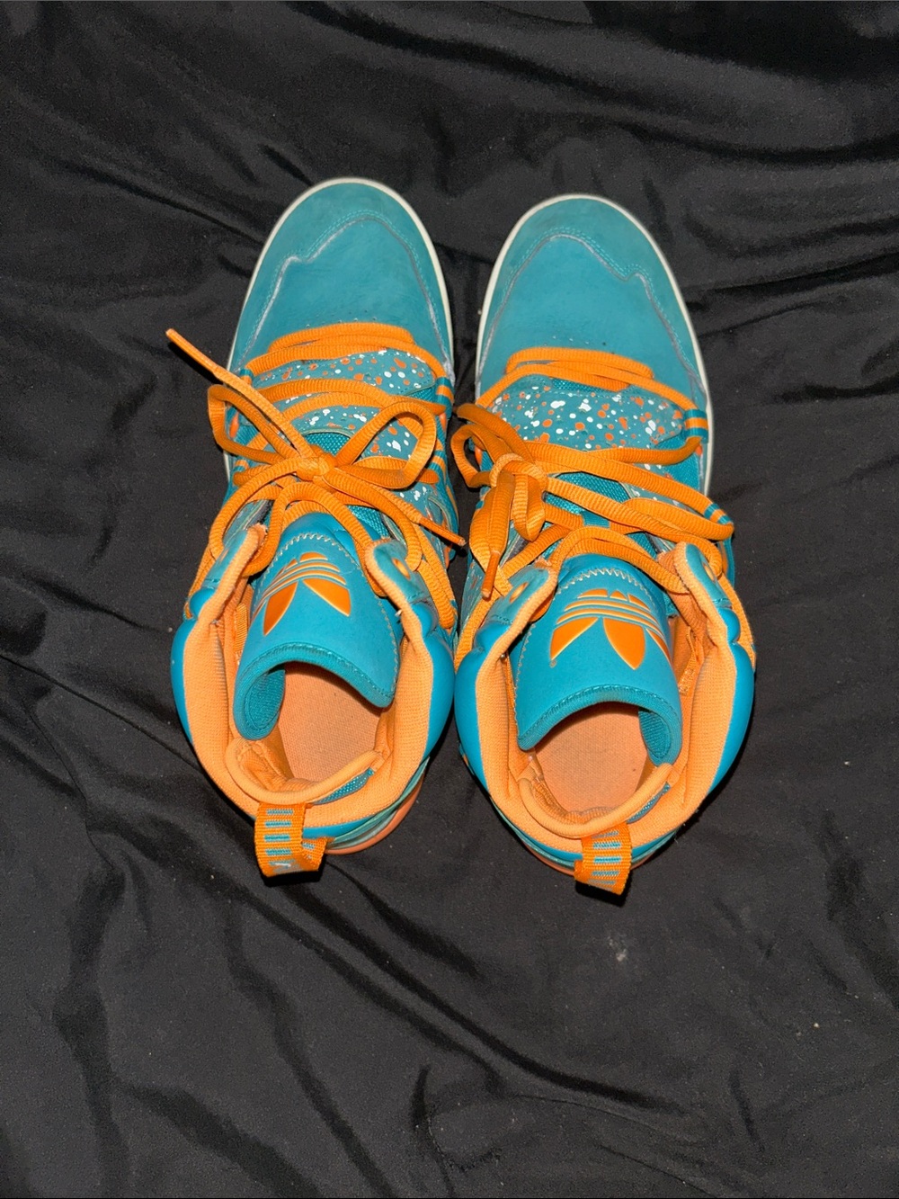 adidas Kids Teal and Orange High-Top Sneakers - Picture 4 of 4